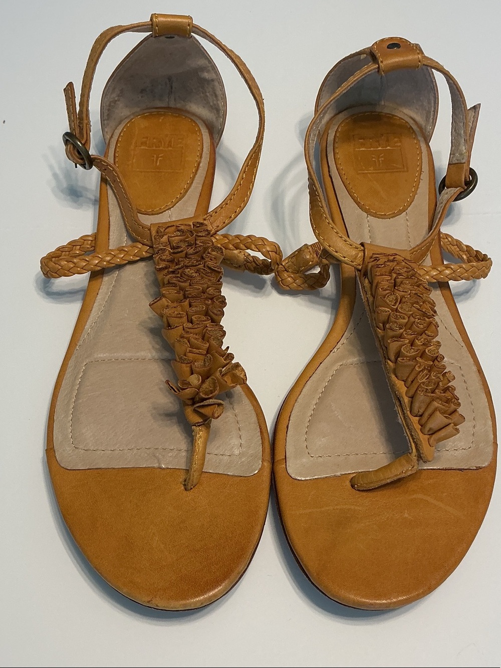 Frye Leather T-Strap Sandals Sz 9